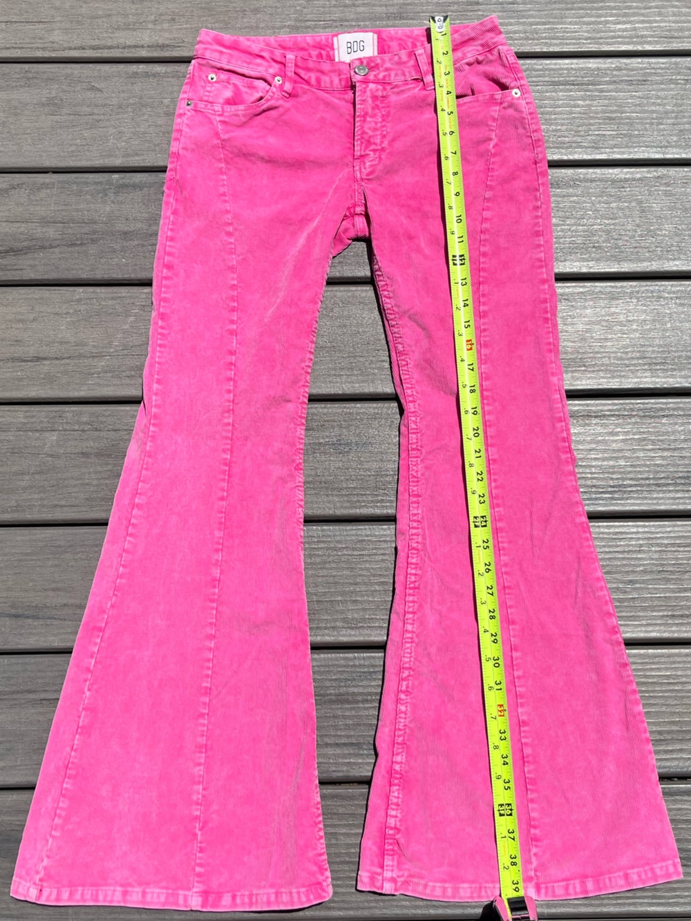 BDG; Hot 'Barbie' Pink; Low Rise; Extreme Flare Jeans; Classic Five-Pocket; US31 - Picture 9 of 12